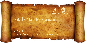 Lukáts Nikander névjegykártya